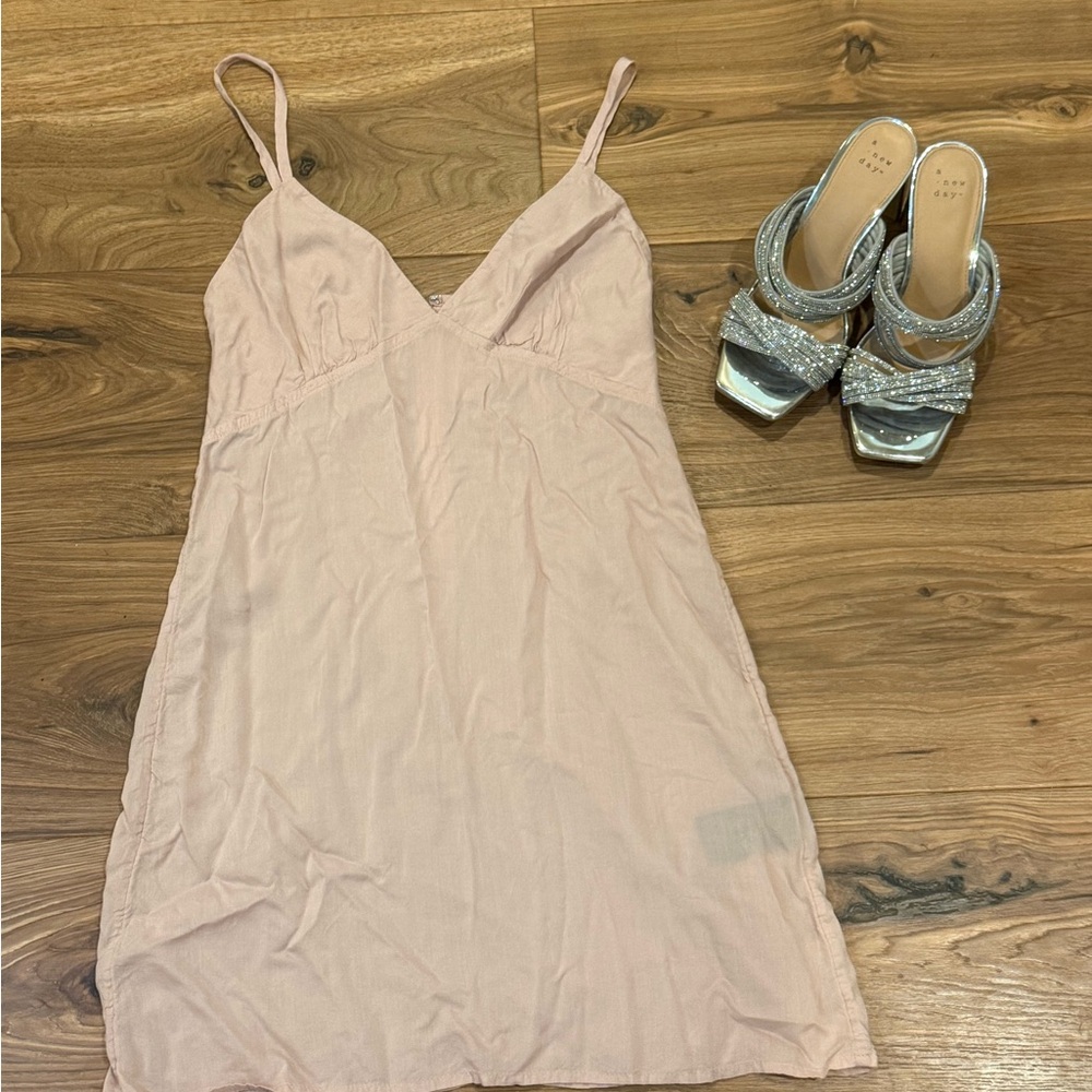 Farm Rio Light Pink Slip Dress with Spaghetti Straps